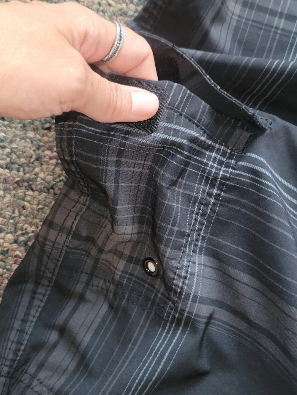 Men's Black Plaid - Classic Boardshorts